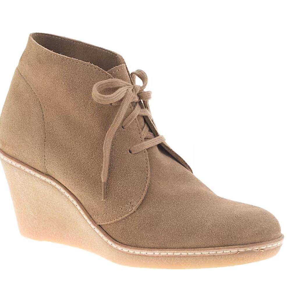 J Crew MacAlister Chukka Suede Wedge Boot 9 Tan Beige J Crew Bootie Ankle Oxford
